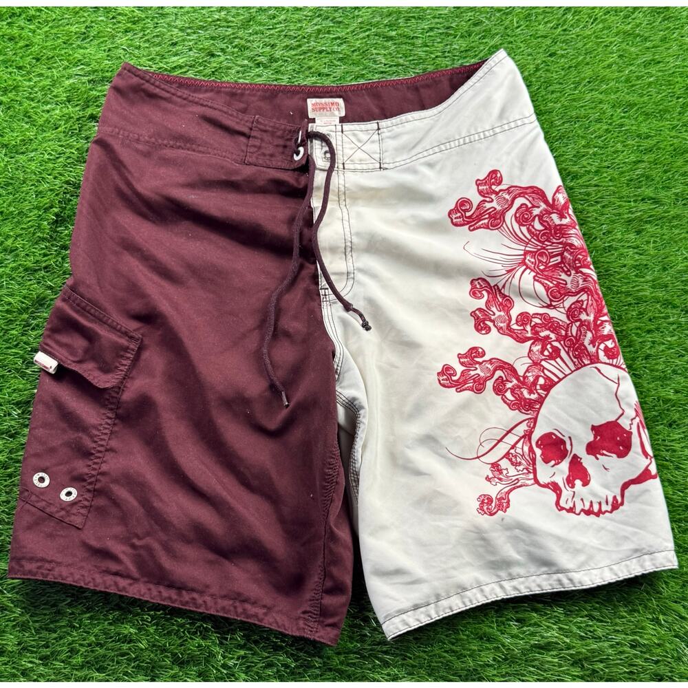 Mossimo Supply Co. Men's Two-Tone Maroon and White Skull Board Shorts